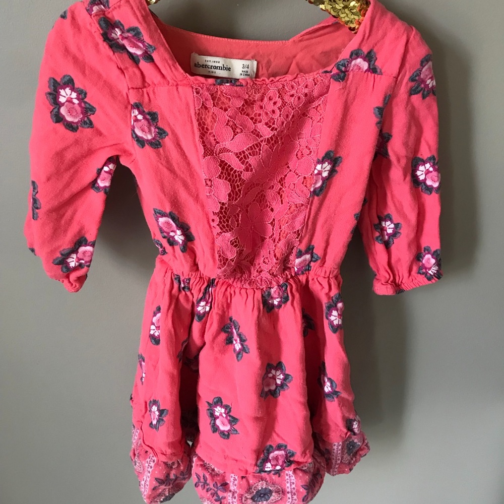 Abercrombie kids Pink floral boho lace dress